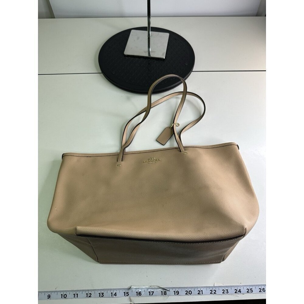 Coach Beige Brown Tote Bag 16in x 15in x 5.5in Used Pre-Owned - Picture 7 of 10